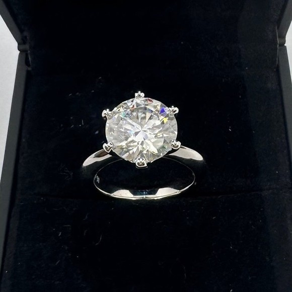 Ring Jewelry - New GRA Certified 5 Ct Round Cut Moissanite Diamond Engagement Ring 18K Size 7